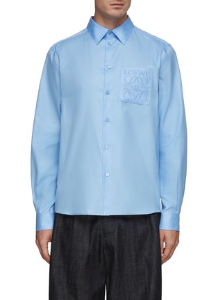 Main View - Click To Enlarge - LOEWE - Embroidered Anagram Pocket Shirt