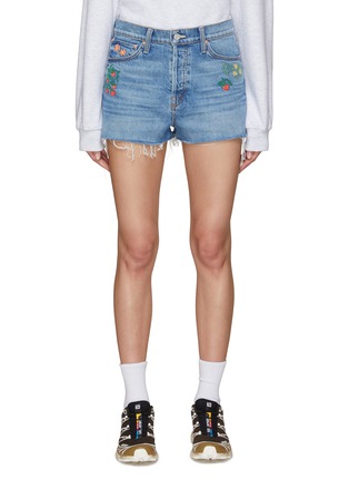 Main View - Click To Enlarge - MOTHER - The Ditcher Raw Hem Embroidered Shorts