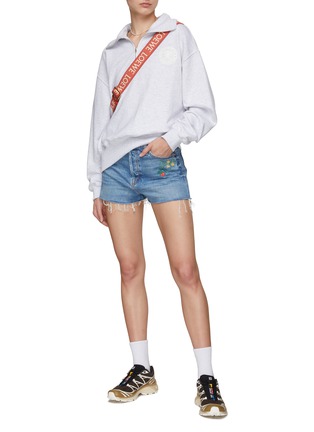 Figure View - Click To Enlarge - MOTHER - The Ditcher Raw Hem Embroidered Shorts