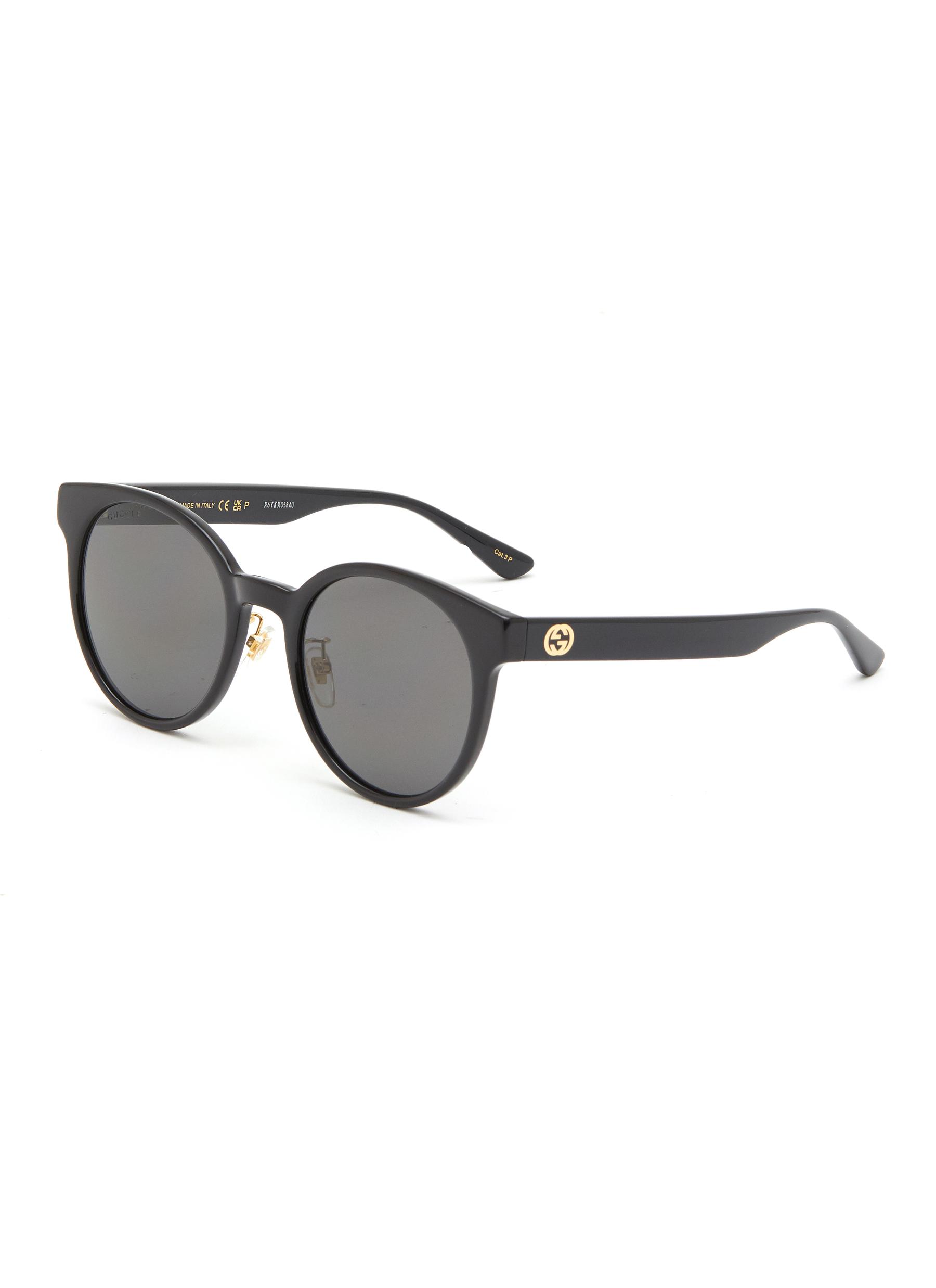 Logo Acetate Round Sunglasses