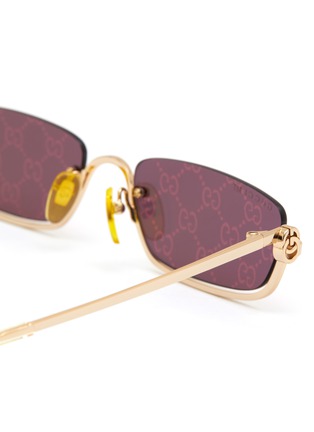 Detail View - Click To Enlarge - GUCCI - Logo Mirror Lens Metal Half Frame Sunglasses