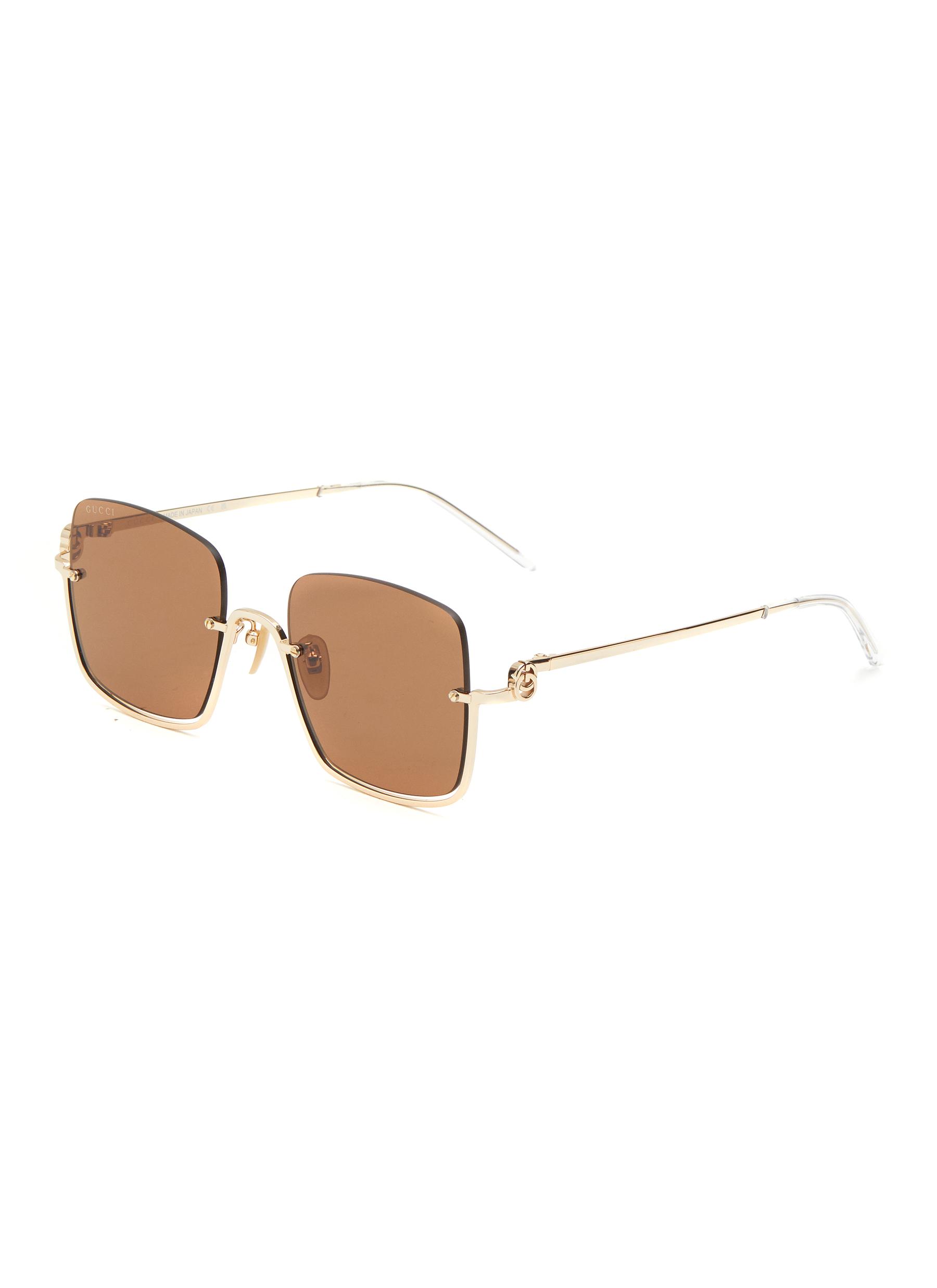 GUCCI Metal Half Frame Sunglasses Women Lane Crawford