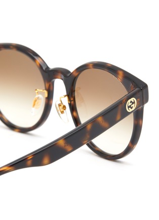 Detail View - Click To Enlarge - GUCCI - Logo Tortoiseshell Effect Acetate Round Sunglasses
