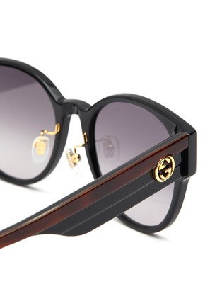 Detail View - Click To Enlarge - GUCCI - Tricoloured Temple Acetate Round Sunglasses