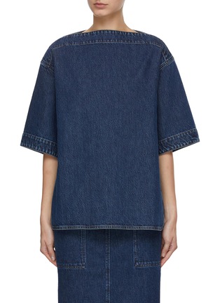 Main View - Click To Enlarge - TOTEME - Denim Dart Neck Top