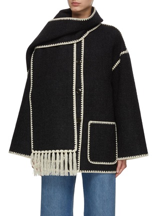 Main View - Click To Enlarge - TOTEME - Embroidered Wool Blend Scarf Neck Jacket