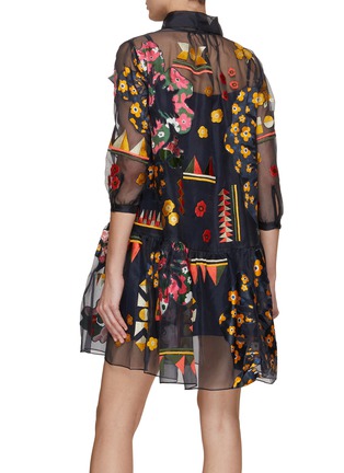 Back View - Click To Enlarge - STUDIO 133 BIYAN - Patchwork Embroidery Silk Mini Dress