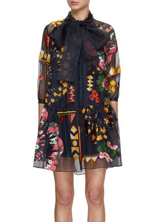 Main View - Click To Enlarge - STUDIO 133 BIYAN - Patchwork Embroidery Silk Mini Dress