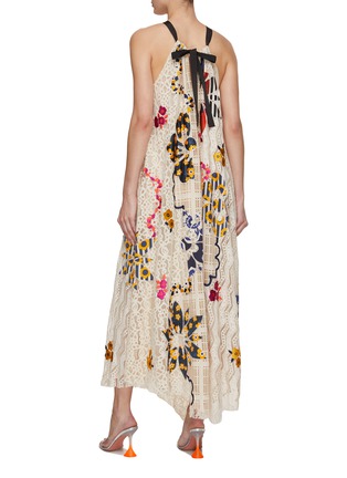 Back View - Click To Enlarge - STUDIO 133 BIYAN - Patchwork Lace Panel Maxi Dress