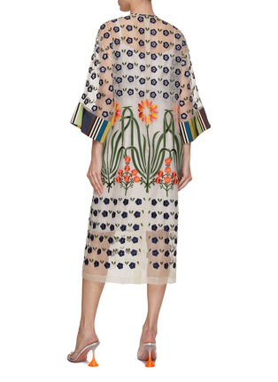 Back View - Click To Enlarge - STUDIO 133 BIYAN - Embroidered Silk Organza Midi Dress
