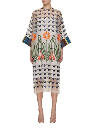 Main View - Click To Enlarge - STUDIO 133 BIYAN - Embroidered Silk Organza Midi Dress