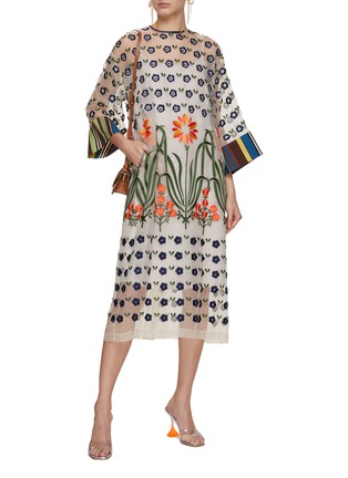 Figure View - Click To Enlarge - STUDIO 133 BIYAN - Embroidered Silk Organza Midi Dress