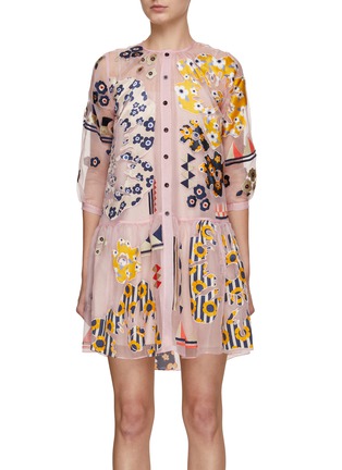 Main View - Click To Enlarge - STUDIO 133 BIYAN - Embroidered Silk Organza Mini Dress