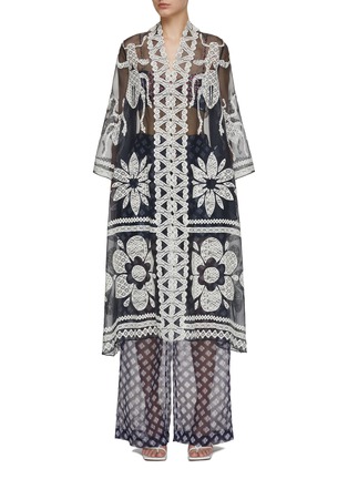 Main View - Click To Enlarge - STUDIO 133 BIYAN - Lace Embroidered Appliqué Silk Organza Coat