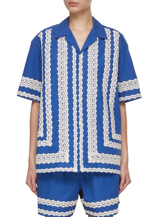 Main View - Click To Enlarge - STUDIO 133 BIYAN - Lace Strips Cotton Shirt