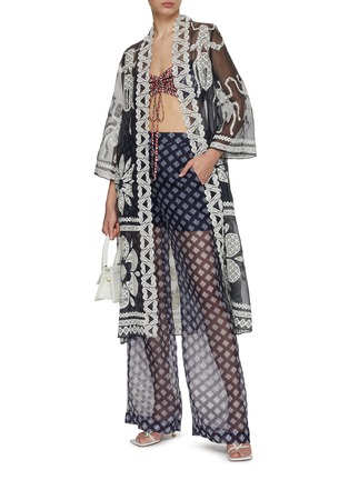Figure View - Click To Enlarge - STUDIO 133 BIYAN - Organza Silk Print Wide Leg Silk Pants