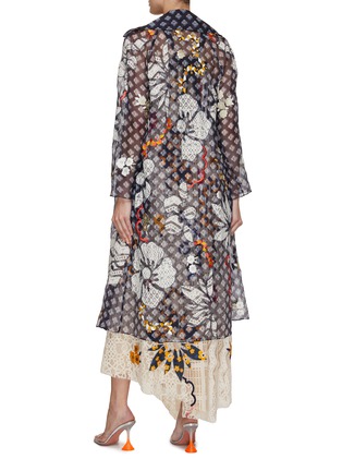 Back View - Click To Enlarge - STUDIO 133 BIYAN - Floral Print Lace Panel Coat