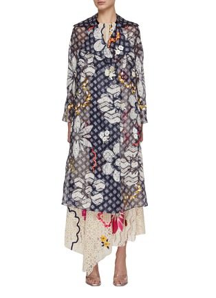 Main View - Click To Enlarge - STUDIO 133 BIYAN - Floral Print Lace Panel Coat