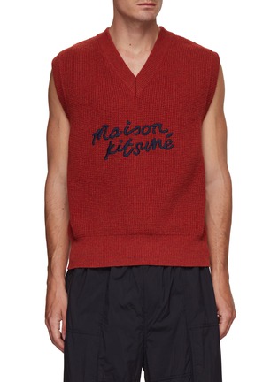 Main View - Click To Enlarge - MAISON KITSUNÉ - Oversized Logo Motif Wool Knit Vest