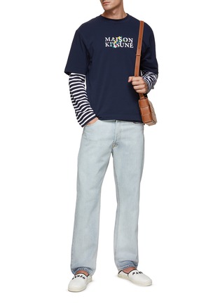 Figure View - Click To Enlarge - MAISON KITSUNÉ - Flower Embroidered Printed T-Shirt