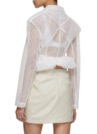 Back View - Click To Enlarge - JACQUEMUS - Floral Embroidered Sheer Cropped Blazer