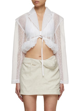 JACQUEMUS | Floral Embroidered Sheer Cropped Blazer