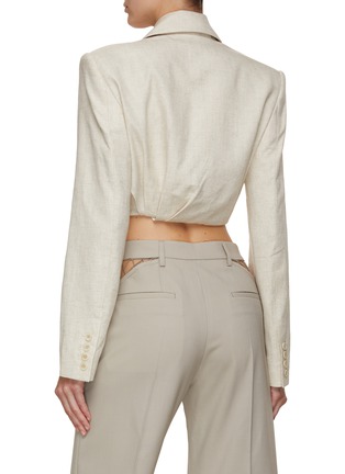 Back View - Click To Enlarge - JACQUEMUS - Sharp Cut Notched Lapel Cropped Blazer