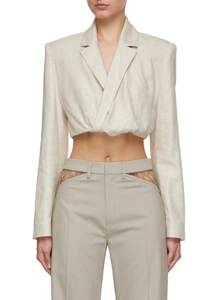 Main View - Click To Enlarge - JACQUEMUS - Sharp Cut Notched Lapel Cropped Blazer