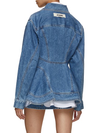 Back View - Click To Enlarge - JACQUEMUS - Curved Hem Ruffle Back Denim Jacket