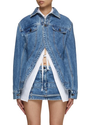Main View - Click To Enlarge - JACQUEMUS - Curved Hem Ruffle Back Denim Jacket
