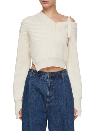 Main View - Click To Enlarge - JACQUEMUS - One Shoulder Belted Shoulder Sweater