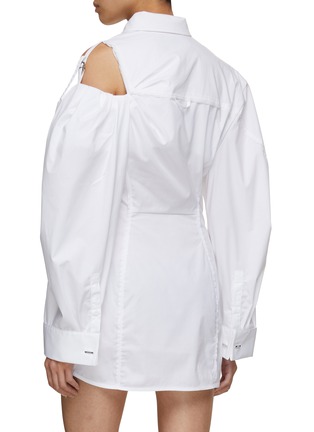 Back View - Click To Enlarge - JACQUEMUS - Assymetric Sleeve Zip Up Shirt Dress