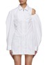 Main View - Click To Enlarge - JACQUEMUS - Assymetric Sleeve Zip Up Shirt Dress
