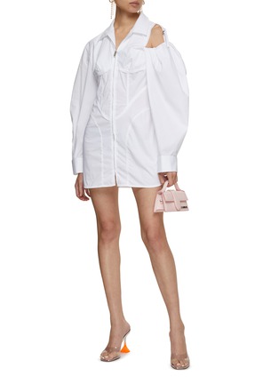 Figure View - Click To Enlarge - JACQUEMUS - Assymetric Sleeve Zip Up Shirt Dress