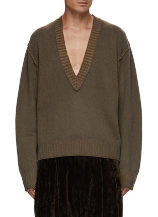 Main View - Click To Enlarge - ZIGGY CHEN - V-Neck Oversized Cashmere Sweater