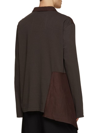 Back View - Click To Enlarge - ZIGGY CHEN - Oversized Asymmetric Long Sleeve Polo Shirt