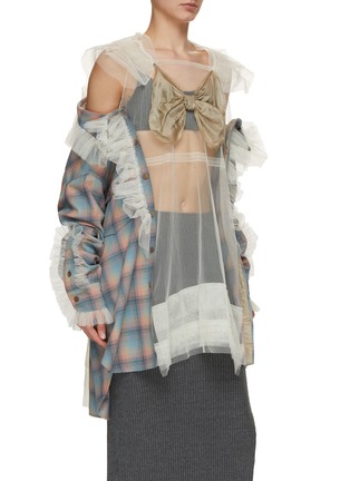 Front View - Click To Enlarge - MAISON MARGIELA - X Pendleton Wool Tulle Shirt
