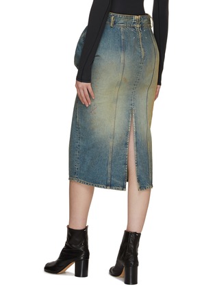 Back View - Click To Enlarge - MAISON MARGIELA - Pleated Washed Denim Midi Skirt