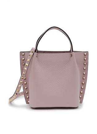 Main View - Click To Enlarge - VALENTINO GARAVANI - Small Rockstud Grained Leather Tote Bag