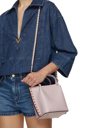 Figure View - Click To Enlarge - VALENTINO GARAVANI - Small Rockstud Grained Leather Tote Bag
