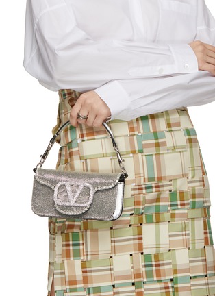 Front View - Click To Enlarge - VALENTINO GARAVANI - Small Locò Crystal Embellished Shoulder Bag