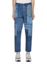Main View - Click To Enlarge - FDMTL - Tapered Straight Leg Patchwork 3YR Wash Jeans