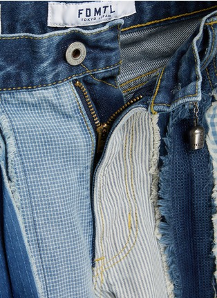  - FDMTL - Raw Edge Striped Patchwork Straight Leg Jeans