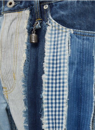  - FDMTL - Raw Edge Striped Patchwork Straight Leg Jeans
