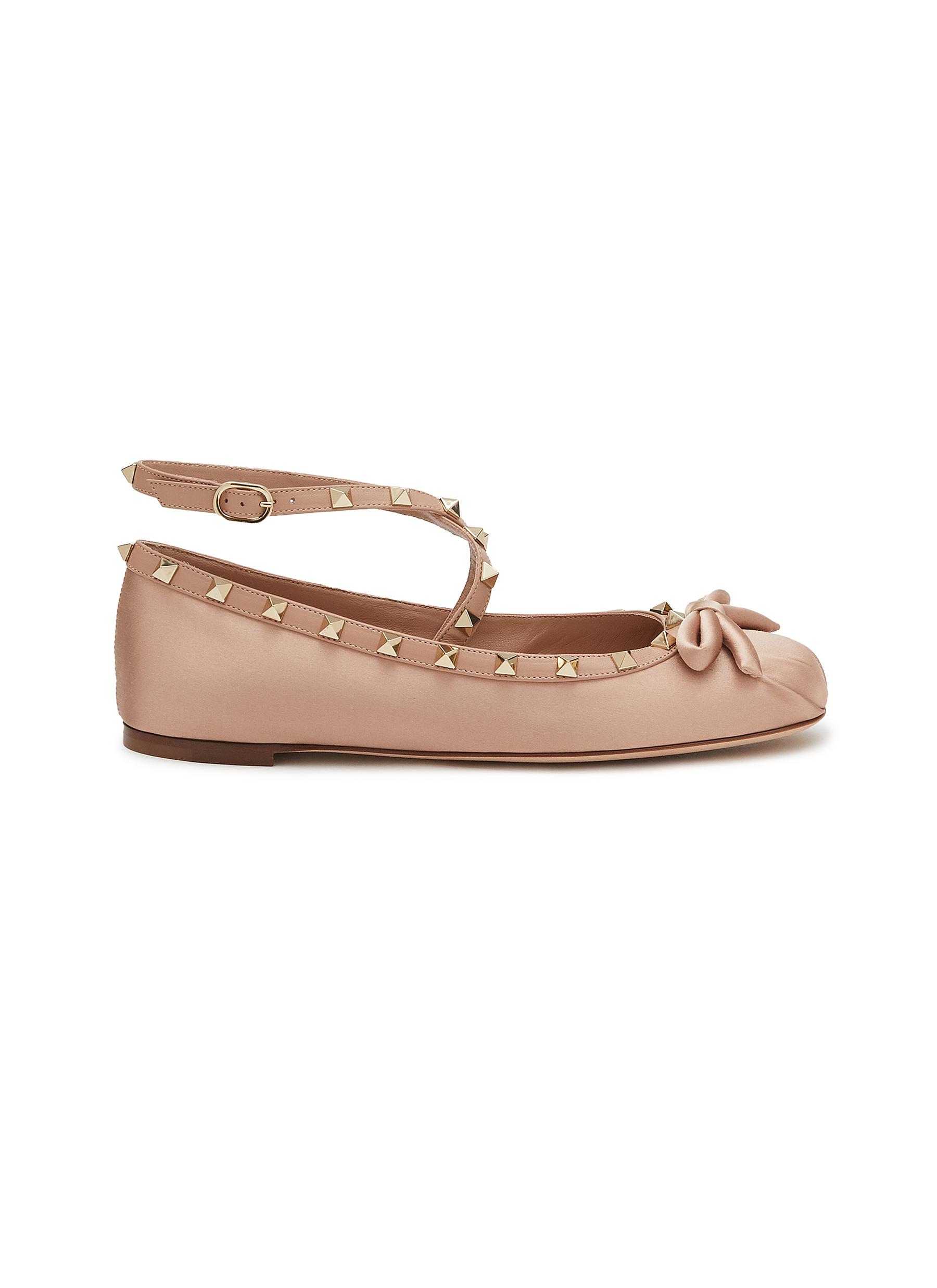 VALENTINO GARAVANI Rockstud Satin Ballerina Flats Women Lane