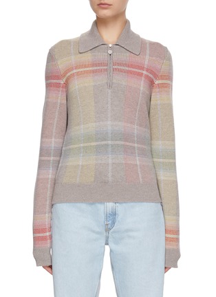 Main View - Click To Enlarge - BARRIE - Cashmere Wool Blend Tartan Jumper