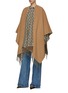 Front View - Click To Enlarge - VALENTINO GARAVANI - Toile Iconographe Fringed Wool Cashmere Silk Poncho