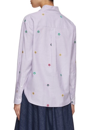 Back View - Click To Enlarge - KENZO - Allover Target Logo Embroidery Collarless Shirt