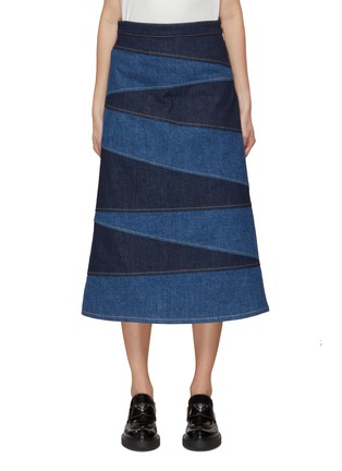 Main View - Click To Enlarge - KENZO - Patchwork Denim Midi Skirt