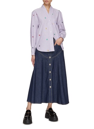 Figure View - Click To Enlarge - KENZO - Denim Maxi Skirt